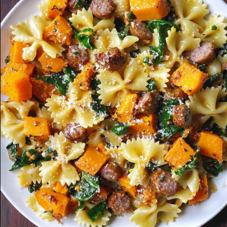 Creamy Roasted Butternut Squash Pasta with Sausage and Spinach