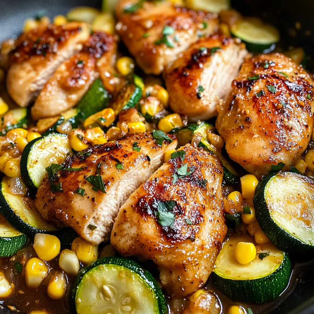 Garlic Butter Chicken with Zucchini and Corn - One-Pan, 30-Minute Meal