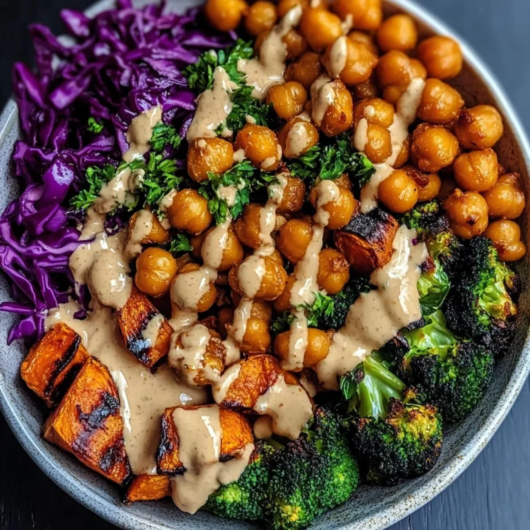 Roasted Veggie & Chickpea Bowls with Maple Dijon Tahini Dressing