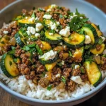 Greek-Style Beef and Zucchini Rice Bowl