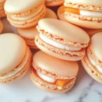 Peach Macarons with Fresh Peaches and Cream