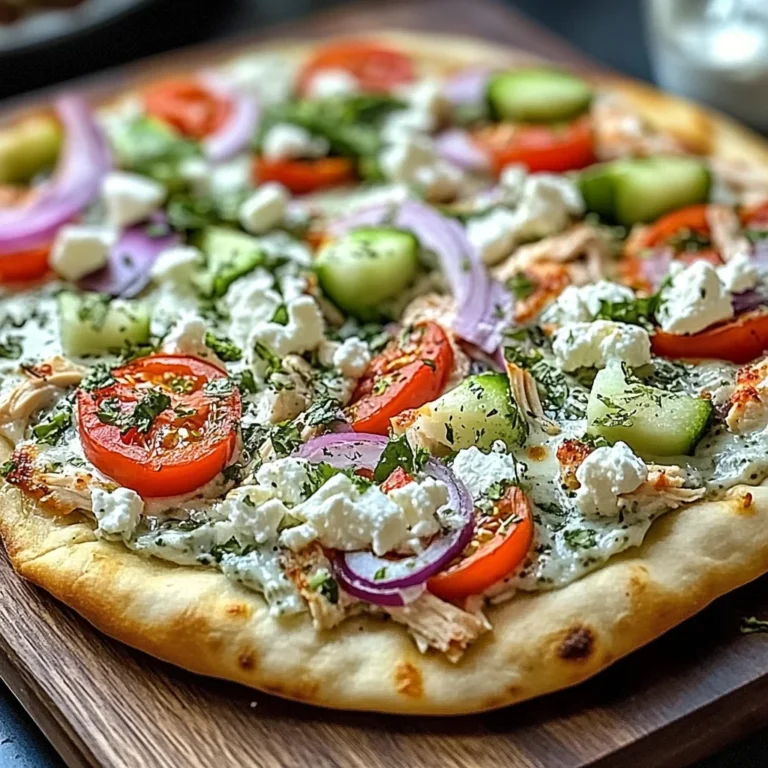 pizza topped with tzatziki sauce